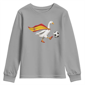 Spain Soccer Goose Youth Sweatshirt Spanish Flag Patriotic Football Fan Graphic TS10 Sport Gray Print Your Wear