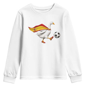 Spain Soccer Goose Youth Sweatshirt Spanish Flag Patriotic Football Fan Graphic TS10 White Print Your Wear