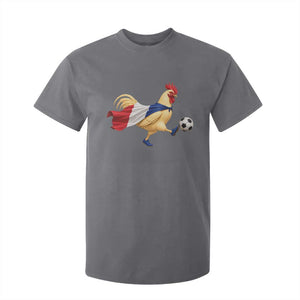 Funny France Soccer T Shirt For Kid Rooster Wearing French Flag Patriotic Football Fan Graphic TS10 Charcoal Print Your Wear