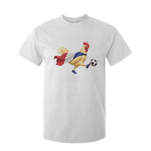 Funny France Soccer T Shirt For Kid Rooster Wearing French Flag Patriotic Football Fan Graphic TS10 White Print Your Wear