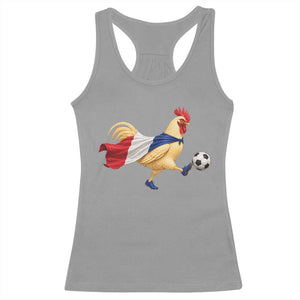 Funny France Soccer Racerback Tank Top Rooster Wearing French Flag Patriotic Football Fan Graphic TS10 Sport Gray Print Your Wear