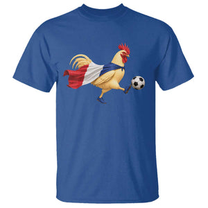Funny France Soccer T Shirt Rooster Wearing French Flag Patriotic Football Fan Graphic TS10 Royal Blue Print Your Wear