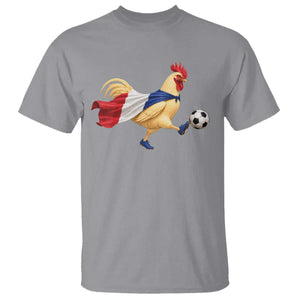 Funny France Soccer T Shirt Rooster Wearing French Flag Patriotic Football Fan Graphic TS10 Sport Gray Print Your Wear