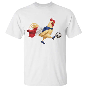 Funny France Soccer T Shirt Rooster Wearing French Flag Patriotic Football Fan Graphic TS10 White Print Your Wear