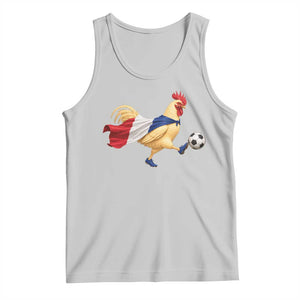 Funny France Soccer Tank Top Rooster Wearing French Flag Patriotic Football Fan Graphic TS10 Ash Print Your Wear