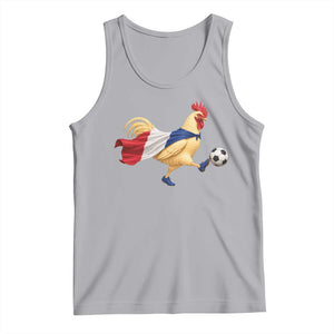 Funny France Soccer Tank Top Rooster Wearing French Flag Patriotic Football Fan Graphic TS10 Athletic Heather Print Your Wear