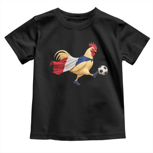 Funny France Soccer Toddler T Shirt Rooster Wearing French Flag Patriotic Football Fan Graphic TS10 Black Print Your Wear