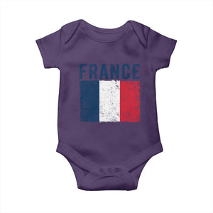 Vintage France Flag Distressed French Pride Patriotic Soccer Fan Graphic Baby Onesie TS10 Purple Print Your Wear