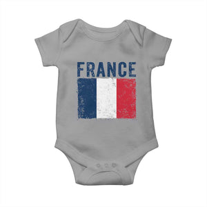 Vintage France Flag Distressed French Pride Patriotic Soccer Fan Graphic Baby Onesie TS10 Sport Gray Print Your Wear