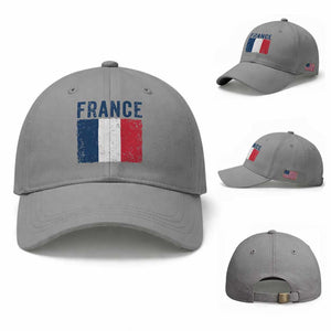 Vintage France Flag Distressed French Pride Patriotic Soccer Fan Graphic Baseball Cap TS10 Baseball Cap Universal Fit Sport Gray Print Your Wear