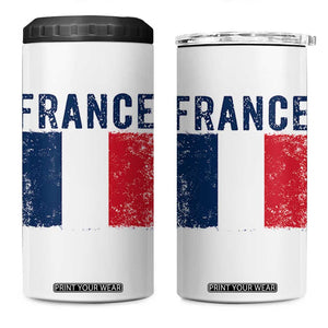 Vintage France Flag Distressed French Pride Patriotic Soccer Fan Graphic 4 in 1 Can Cooler Tumbler TS10 One Size: 16 oz White Print Your Wear