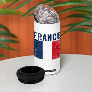 Vintage France Flag Distressed French Pride Patriotic Soccer Fan Graphic 4 in 1 Can Cooler Tumbler TS10 Print Your Wear