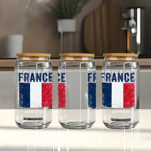Vintage France Flag Distressed French Pride Patriotic Soccer Fan Graphic Glass Can TS10 Print Your Wear