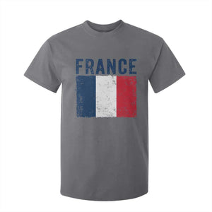 Vintage France Flag Distressed French Pride Patriotic Soccer Fan Graphic T Shirt For Kid TS10 Charcoal Print Your Wear