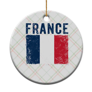 Vintage France Flag Distressed French Pride Patriotic Soccer Fan Graphic Ceramic Ornament TS10 1pc Christmas Plaid Print Your Wear