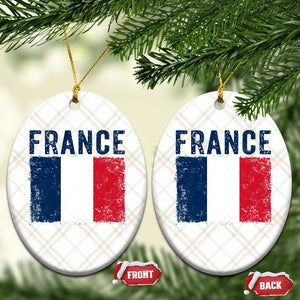 Vintage France Flag Distressed French Pride Patriotic Soccer Fan Graphic Ceramic Ornament TS10 Print Your Wear