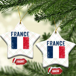 Vintage France Flag Distressed French Pride Patriotic Soccer Fan Graphic Ceramic Ornament TS10 Print Your Wear