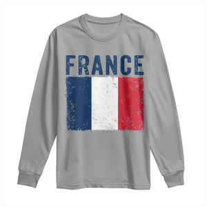 Vintage France Flag Distressed French Pride Patriotic Soccer Fan Graphic Long Sleeve Shirt TS10 Sport Gray Print Your Wear