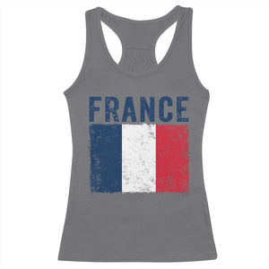 Vintage France Flag Distressed French Pride Patriotic Soccer Fan Graphic Racerback Tank Top TS10 Charcoal Print Your Wear