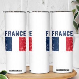 Vintage France Flag Distressed French Pride Patriotic Soccer Fan Graphic Skinny Tumbler TS10 Print Your Wear