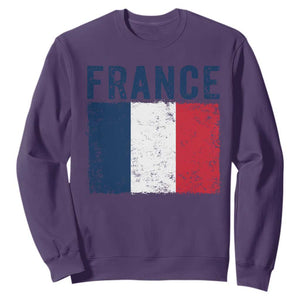 Vintage France Flag Distressed French Pride Patriotic Soccer Fan Graphic Sweatshirt TS10 S Purple Print Your Wear