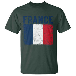 Vintage France Flag Distressed French Pride Patriotic Soccer Fan Graphic T Shirt TS10 Dark Forest Green Print Your Wear