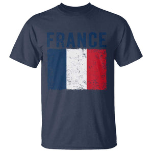 Vintage France Flag Distressed French Pride Patriotic Soccer Fan Graphic T Shirt TS10 Navy Print Your Wear