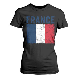 Vintage France Flag Distressed French Pride Patriotic Soccer Fan Graphic T Shirt For Women TS10 Black Print Your Wear