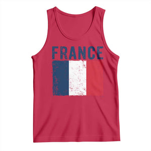 Vintage France Flag Distressed French Pride Patriotic Soccer Fan Graphic Tank Top TS10 Red Print Your Wear
