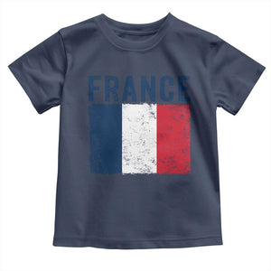 Vintage France Flag Distressed French Pride Patriotic Soccer Fan Graphic Toddler T Shirt TS10 Navy Print Your Wear