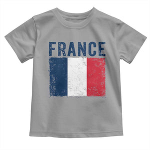 Vintage France Flag Distressed French Pride Patriotic Soccer Fan Graphic Toddler T Shirt TS10 Sport Gray Print Your Wear