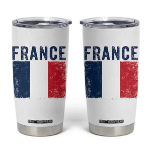 Vintage France Flag Distressed French Pride Patriotic Soccer Fan Graphic Tumbler Cup TS10 White Print Your Wear