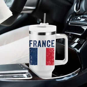 Vintage France Flag Distressed French Pride Patriotic Soccer Fan Graphic Tumbler With Handle TS10 Print Your Wear