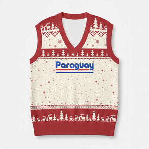 Vintage Paraguay Flag V-Neck Knit Sweater Vest Retro Stripe Patriotic Paraguayan Pride Graphic TS10 Beige Red Print Your Wear
