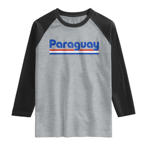 Vintage Paraguay Flag Raglan Shirt Retro Stripe Patriotic Paraguayan Pride Graphic TS10 Heather Gray Black Print Your Wear