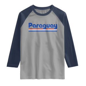 Vintage Paraguay Flag Raglan Shirt Retro Stripe Patriotic Paraguayan Pride Graphic TS10 Sport Gray Navy Print Your Wear