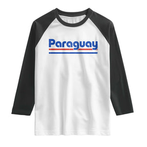 Vintage Paraguay Flag Raglan Shirt Retro Stripe Patriotic Paraguayan Pride Graphic TS10 White Black Print Your Wear