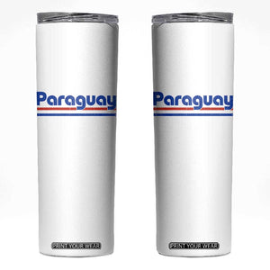 Vintage Paraguay Flag Skinny Tumbler Retro Stripe Patriotic Paraguayan Pride Graphic TS10 White Print Your Wear