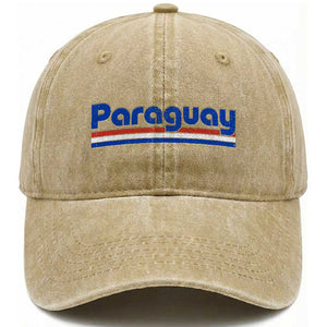 Vintage Paraguay Flag Washed Cotton Baseball Cap Retro Stripe Patriotic Paraguayan Pride Graphic TS10 Print Your Wear