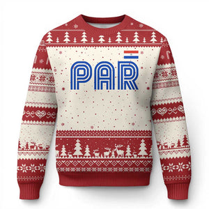 Vintage Paraguay Ugly Christmas Sweater Retro Typography Patriotic Paraguayan Pride Flag Graphic TS10 Beige Red Print Your Wear