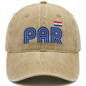 Vintage Paraguay Washed Cotton Baseball Cap Retro Typography Patriotic Paraguayan Pride Flag Graphic TS10 Print Your Wear