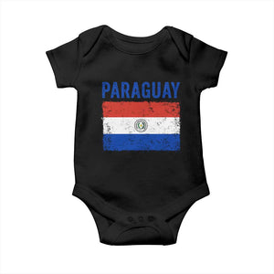 Vintage Paraguay Flag Distressed Paraguayan Pride Patriotic Soccer Fan Graphic Baby Onesie TS10 Black Print Your Wear