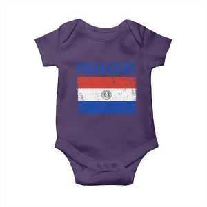 Vintage Paraguay Flag Distressed Paraguayan Pride Patriotic Soccer Fan Graphic Baby Onesie TS10 Purple Print Your Wear