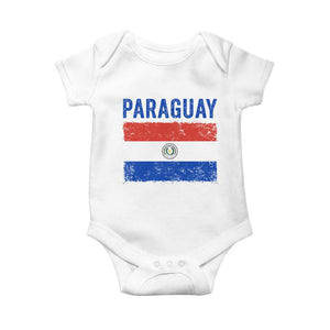 Vintage Paraguay Flag Distressed Paraguayan Pride Patriotic Soccer Fan Graphic Baby Onesie TS10 White Print Your Wear