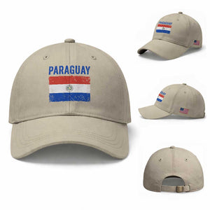 Vintage Paraguay Flag Distressed Paraguayan Pride Patriotic Soccer Fan Graphic Baseball Cap TS10 Baseball Cap Universal Fit Beige Print Your Wear