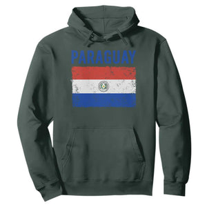 Vintage Paraguay Flag Distressed Paraguayan Pride Patriotic Soccer Fan Graphic Hoodie TS10 Dark Forest Green Print Your Wear