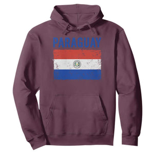 Vintage Paraguay Flag Distressed Paraguayan Pride Patriotic Soccer Fan Graphic Hoodie TS10 Maroon Print Your Wear