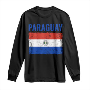 Vintage Paraguay Flag Distressed Paraguayan Pride Patriotic Soccer Fan Graphic Long Sleeve Shirt TS10 Black Print Your Wear