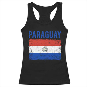 Vintage Paraguay Flag Distressed Paraguayan Pride Patriotic Soccer Fan Graphic Racerback Tank Top TS10 Black Print Your Wear