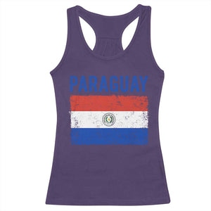 Vintage Paraguay Flag Distressed Paraguayan Pride Patriotic Soccer Fan Graphic Racerback Tank Top TS10 Purple Print Your Wear